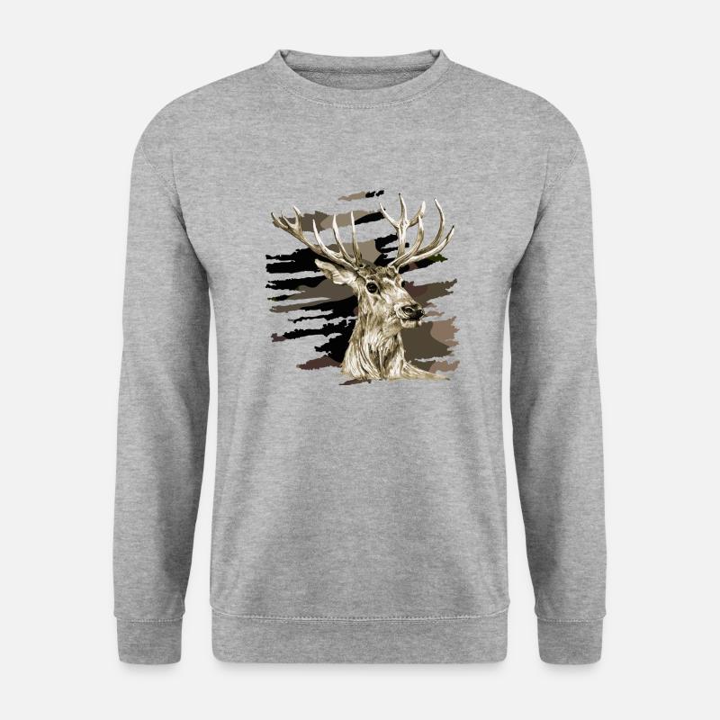 Hirsch - Unisex Pullover - Weißgrau meliert