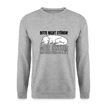 Bitte nicht stören, mein innerer Schweinehund schl - Unisex Pullover - Weißgrau meliert - Vorne - Alina (178cm) & Michal (187cm)