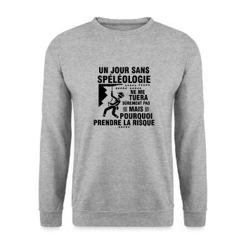 Spéléologie idée cadeau Humour Spéléologue - Sweat-shirt Unisexe - gris chiné - Devant - Alina (178cm) & Michal (187cm)