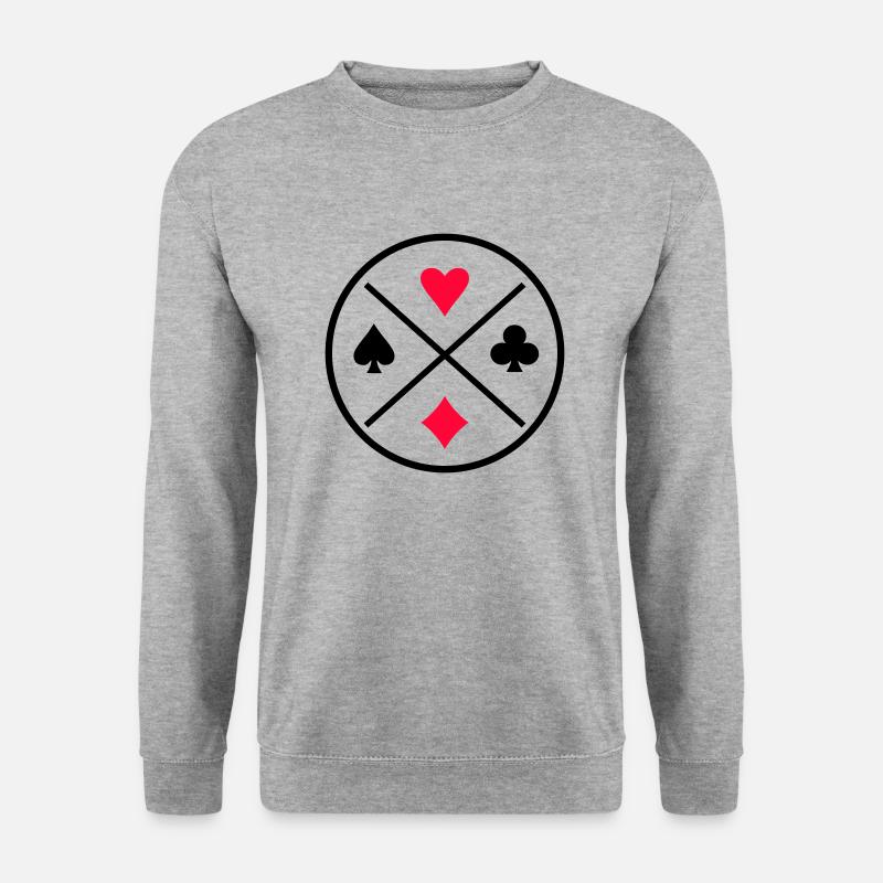 Card Symbols Poker - Unisex Pullover - Weißgrau meliert