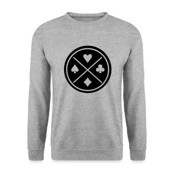 Card Symbols - Unisex Pullover - Weißgrau meliert - Vorne - Alina (178cm) & Michal (187cm)