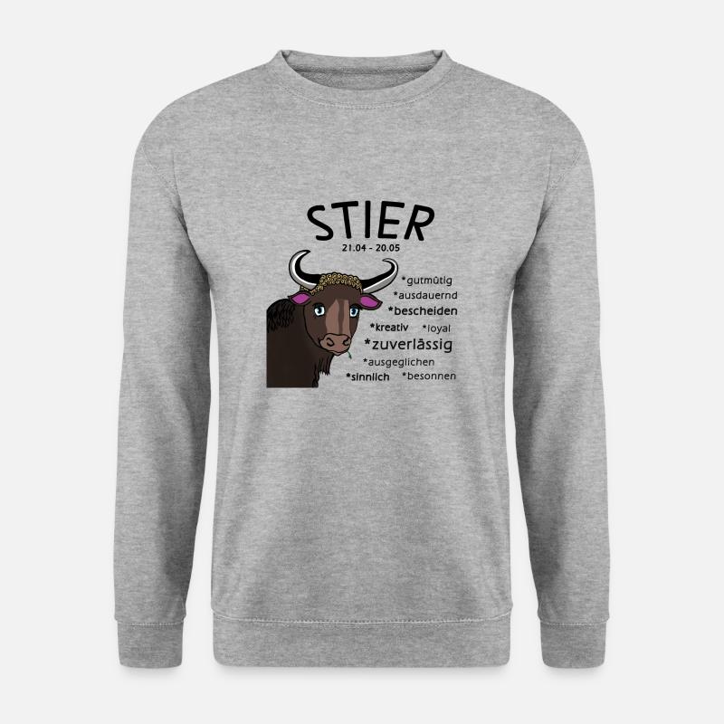 Sternzeichen Stier - Unisex Pullover - Weißgrau meliert