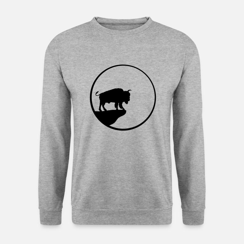 Bison Klippe Mond - Unisex Pullover - Weißgrau meliert