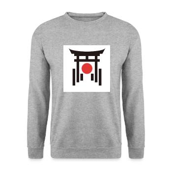 japan Shrein - Unisex Pullover - Weißgrau meliert - Vorne - Alina (178cm) & Michal (187cm)
