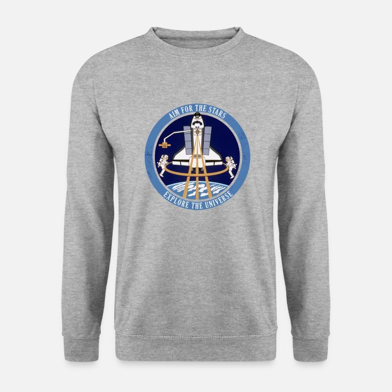 NASA Aim For The Stars Spruch - Unisex Pullover - Weißgrau meliert