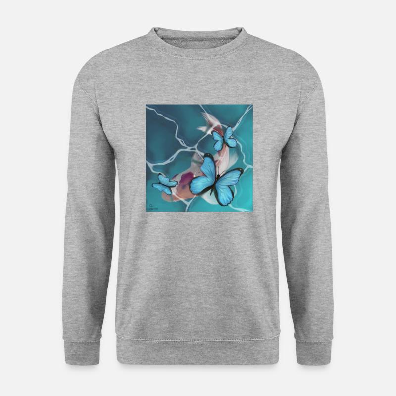 Koi-Fische im Wasser. - Unisex Pullover - Weißgrau meliert