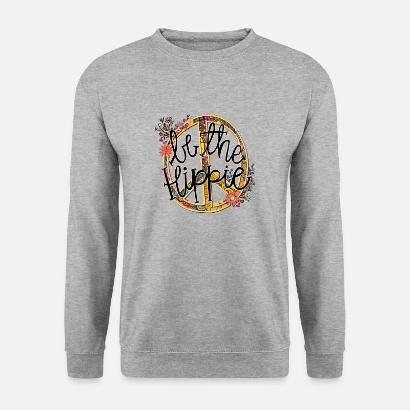 Be the hippie Design / Peace Zeichen - Unisex Pullover - Weißgrau meliert