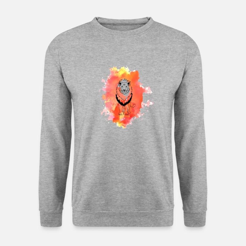 Löwe - Unisex Pullover - Weißgrau meliert