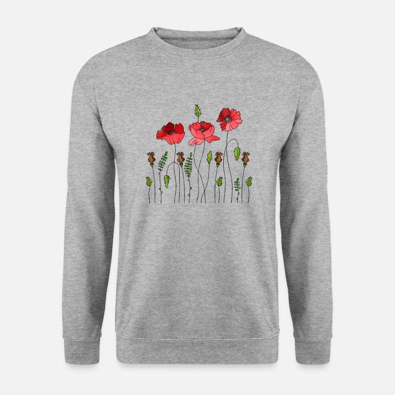 Blumen - Unisex Pullover - Weißgrau meliert
