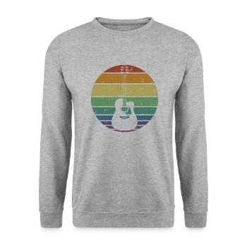 Rétro Guitare Acoustique Guitariste Guitariste Cadeau - Sweat-shirt Unisexe - gris chiné - Devant - Alina (178cm) & Michal (187cm)