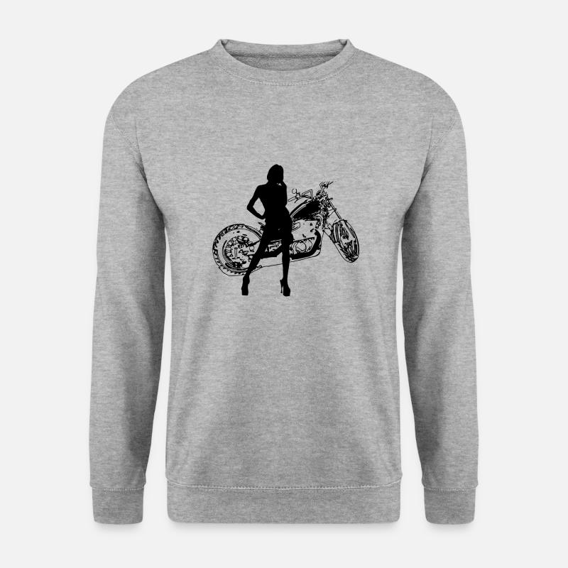 Motorrad - Unisex Pullover - Weißgrau meliert
