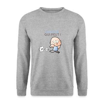 Chauve qui peut ! Cadeau drôle pour homme chauve - Sweat-shirt Unisexe - gris chiné - Devant - Alina (178cm) & Michal (187cm)