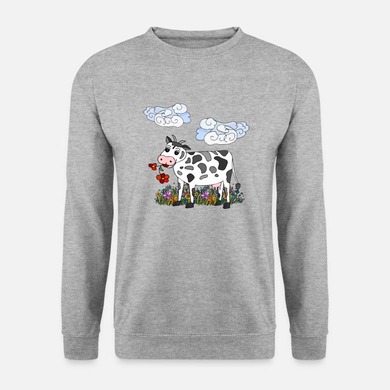 Kuh - Unisex Pullover - Weißgrau meliert