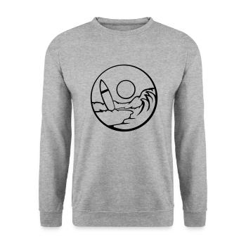 Plage Surfboard Wave - Sweat-shirt Unisexe - gris chiné - Devant - Alina (178cm) & Michal (187cm)