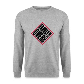 Family Over Everything - Unisex Sweatshirt - salt & pepper - Front - Alina (178cm) & Michal (187cm)