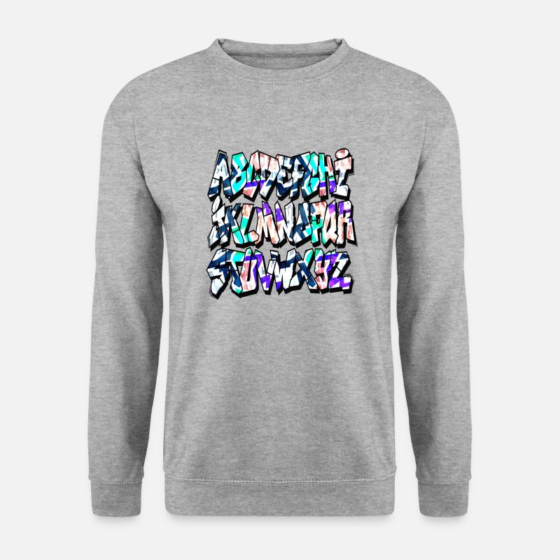 Graffiti-Alphabet - Unisex Pullover - Weißgrau meliert