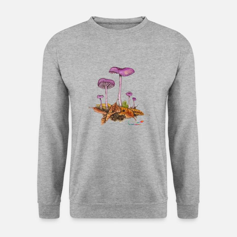 Violetter Lacktrichterling (Laccaria amethystea) - Unisex Pullover - Weißgrau meliert
