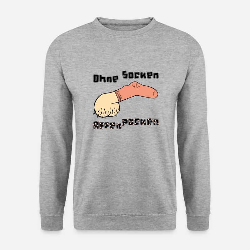 Ohne Socken: Affenpocken - Unisex Pullover - Weißgrau meliert