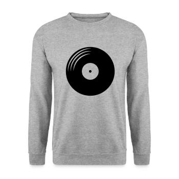 Vinyl record round - Unisex Sweatshirt - salt & pepper - Front - Alina (178cm) & Michal (187cm)