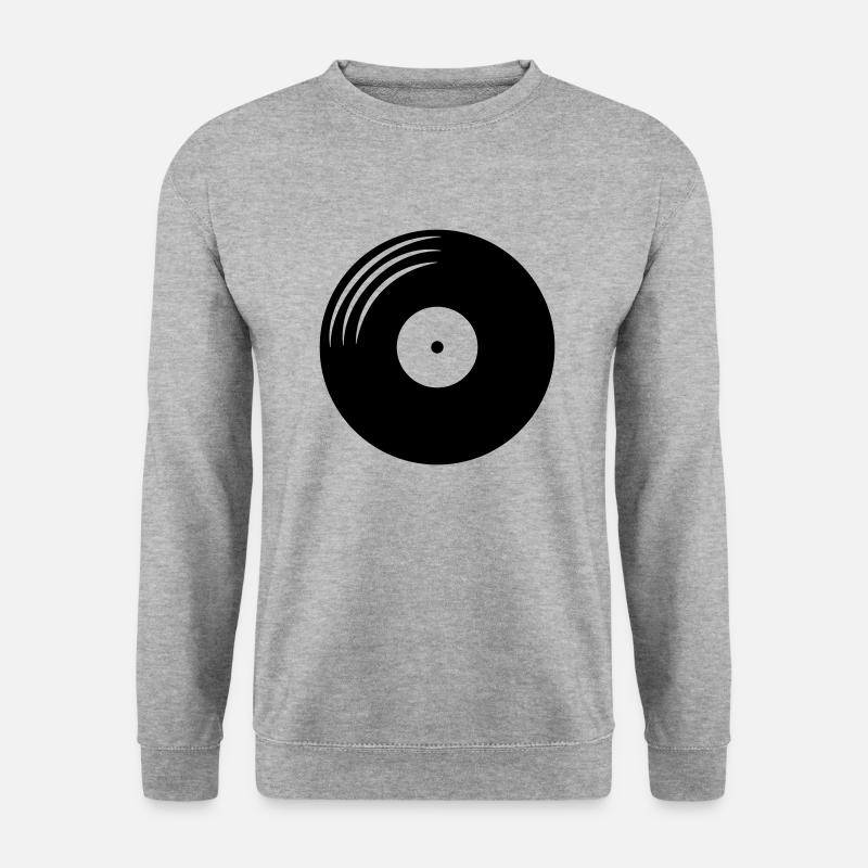 Schallplatte Vinyl rund - Unisex Pullover - Weißgrau meliert