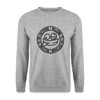 Verrücktes Gesicht Shitshow - Unisex Pullover - Weißgrau meliert - Vorne - Alina (178cm) & Michal (187cm)