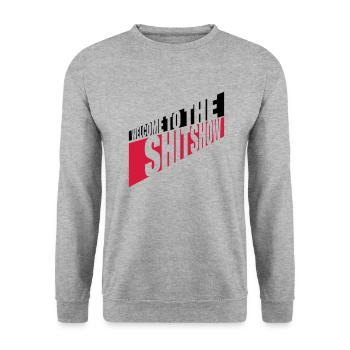Frech Welcome Shitshow - Unisex Pullover - Weißgrau meliert - Vorne - Alina (178cm) & Michal (187cm)