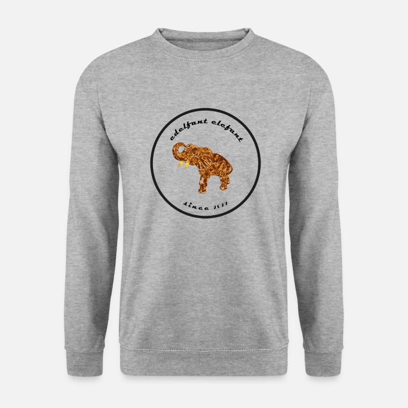 Edelfant Elefant - Unisex Pullover - Weißgrau meliert