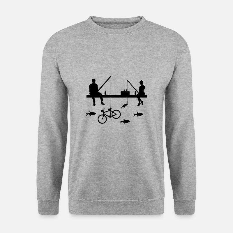Angeln - Unisex Pullover - Weißgrau meliert