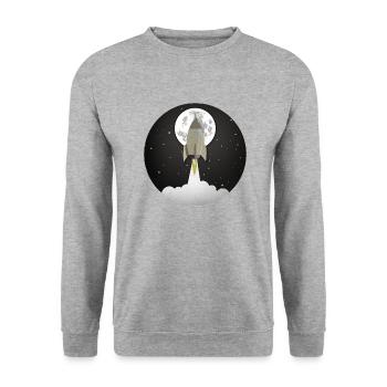 Runde Raketenabhebung im alten Stil - Unisex Pullover - Weißgrau meliert - Vorne - Alina (178cm) & Michal (187cm)