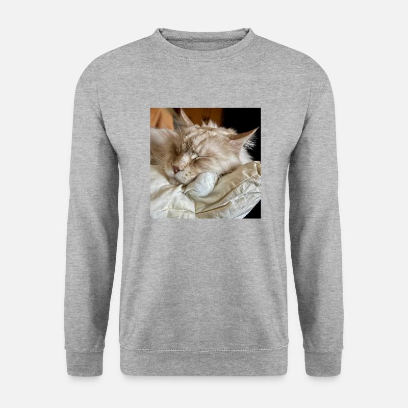 Mainecoon sleeping - Unisex Pullover - Weißgrau meliert