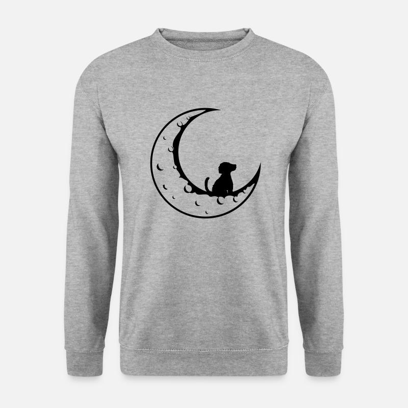 Lieber Mond Hund sitzt - Unisex Pullover - Weißgrau meliert