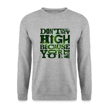 Ne tuez pas mon haut parce que tu es bas. Chemise blanche - Sweat-shirt Unisexe - gris chiné - Devant - Alina (178cm) & Michal (187cm)
