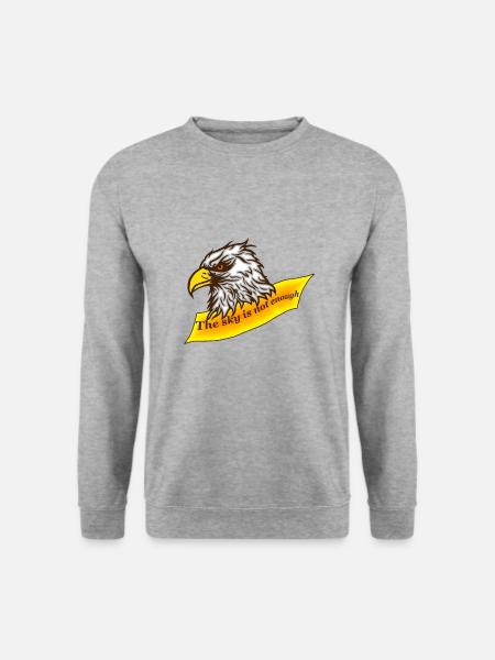 Adlerkopf Spruch The sky is not enough - Unisex Pullover - Weißgrau meliert