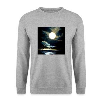 Full moon and moonlight on water at night - Unisex Sweatshirt - salt & pepper - Front - Alina (178cm) & Michal (187cm)