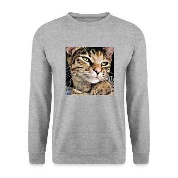 Tabby cat portrait - Unisex Sweatshirt - salt & pepper - Front - Alina (178cm) & Michal (187cm)