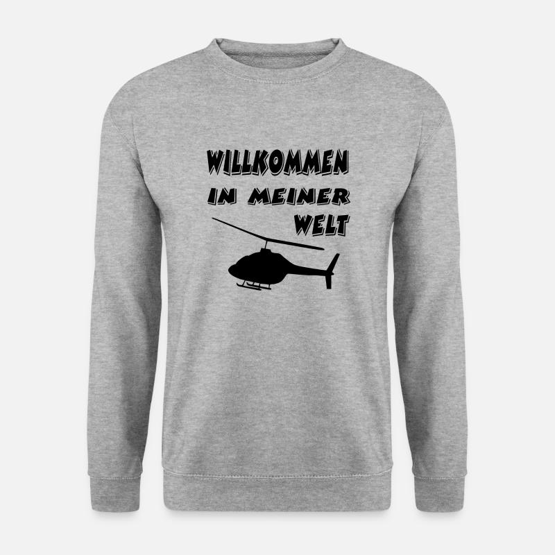 Hubschrauber - Unisex Pullover - Weißgrau meliert