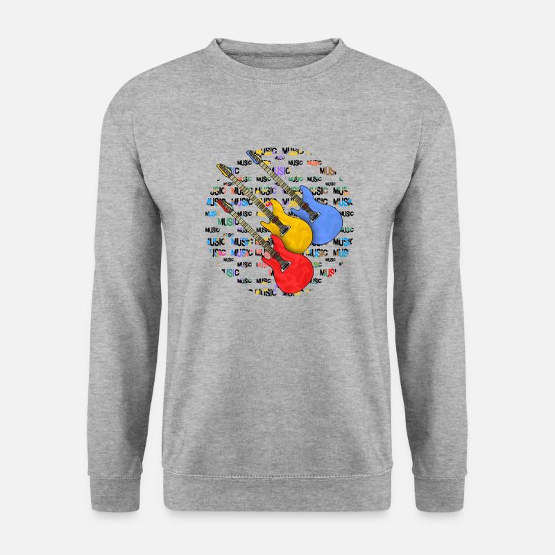 Gitarren - Unisex Pullover - Weißgrau meliert