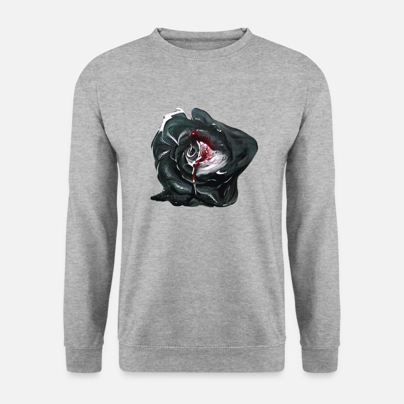Schwarze Rose - Unisex Pullover - Weißgrau meliert