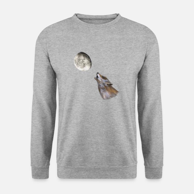 howling to the moon - Unisex Pullover - Weißgrau meliert