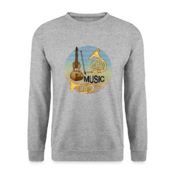 Musikinstrumente - Unisex Pullover - Weißgrau meliert - Vorne - Alina (178cm) & Michal (187cm)
