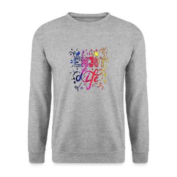 Denken Sie über den Tellerrand hinaus positive Gedanken glücklich - Unisex Pullover - Weißgrau meliert - Vorne - Alina (178cm) & Michal (187cm)