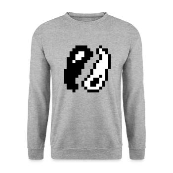 Ying Yang Pixel - Unisex Pullover - Weißgrau meliert - Vorne - Alina (178cm) & Michal (187cm)