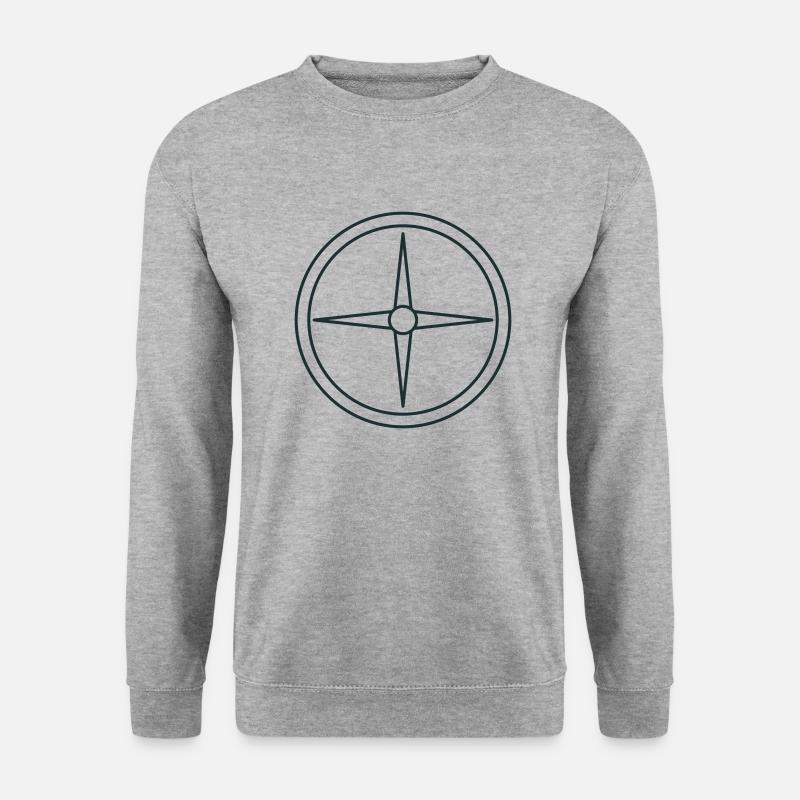 Kompassrose mit Punkten - Unisex Pullover - Weißgrau meliert