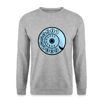 Wählscheibe Vintage Telefon anrufen Retro Technik - Unisex Pullover - Weißgrau meliert - Vorne - Alina (178cm) & Michal (187cm)