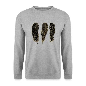 Feder - Unisex Pullover - Weißgrau meliert - Vorne - Alina (178cm) & Michal (187cm)