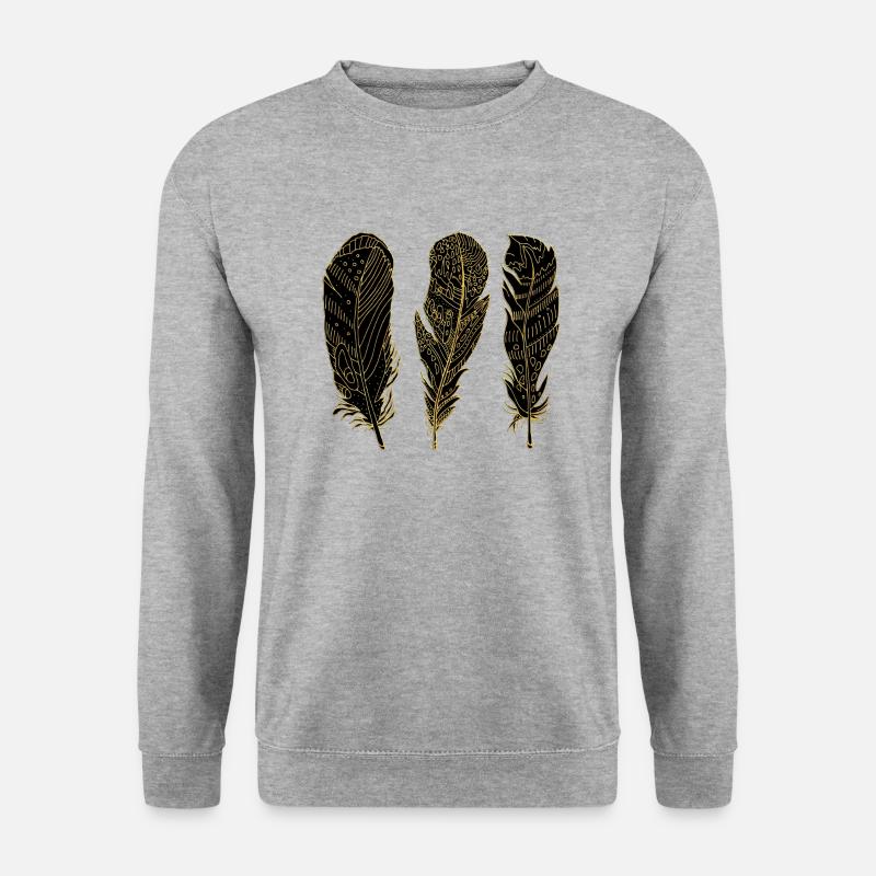 Feder - Unisex Pullover - Weißgrau meliert