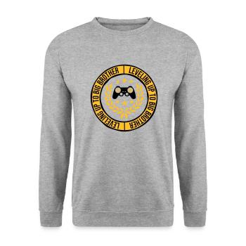 Leveling up big brother - Unisex Pullover - Weißgrau meliert - Vorne - Alina (178cm) & Michal (187cm)
