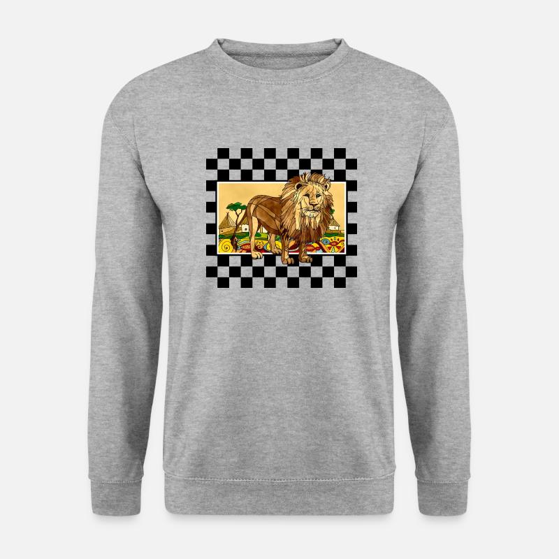 Löwe - Unisex Pullover - Weißgrau meliert