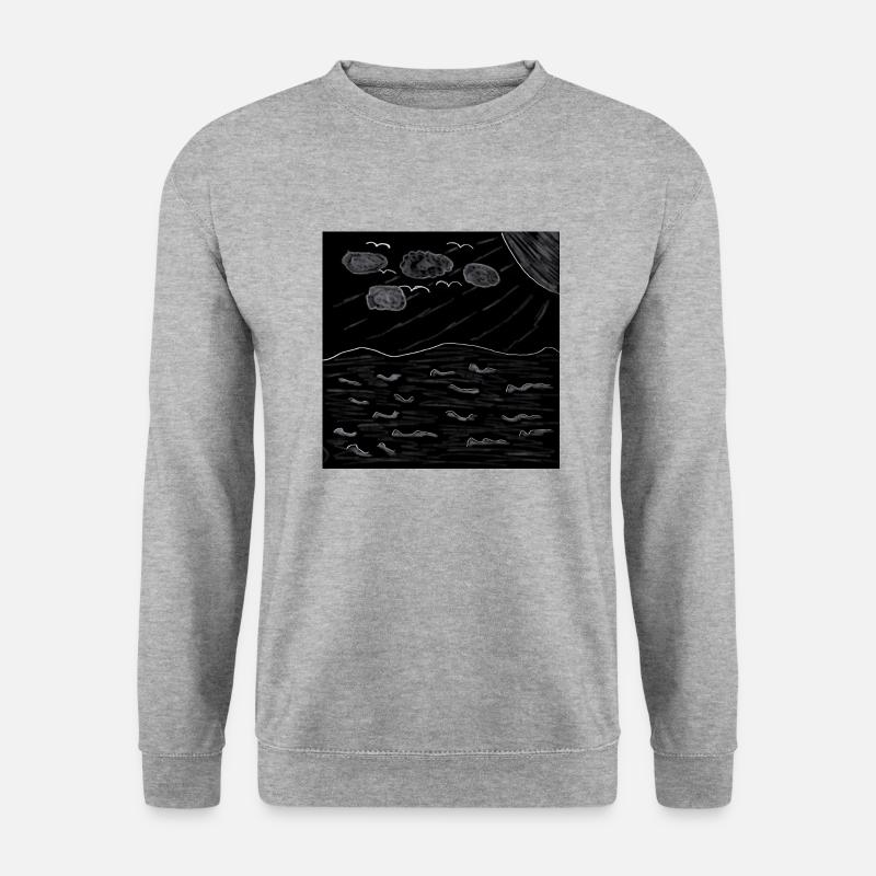 Meeresblick s/w - Unisex Pullover - Weißgrau meliert