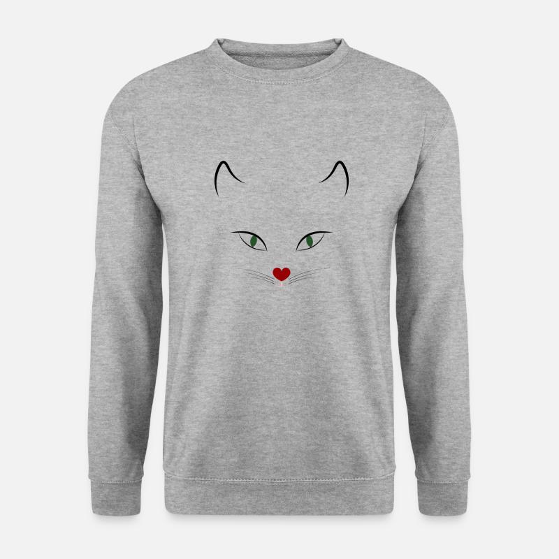 Katze - Unisex Pullover - Weißgrau meliert